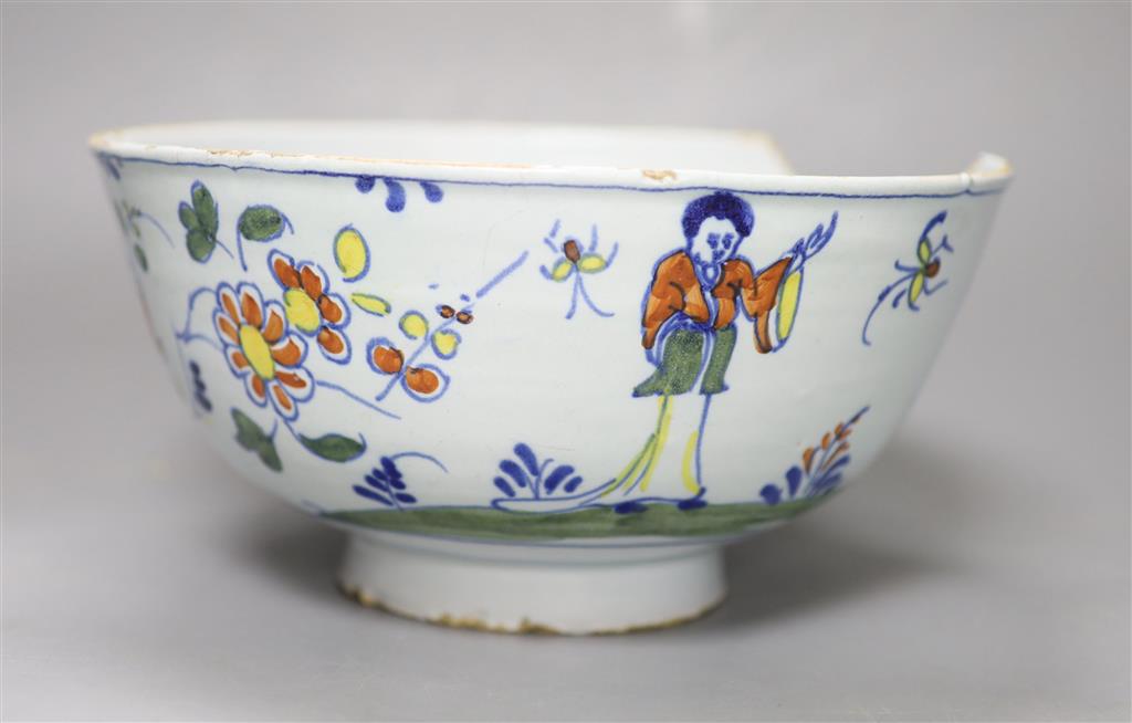 An 18th century English Delft punch bowl, diameter 26cm